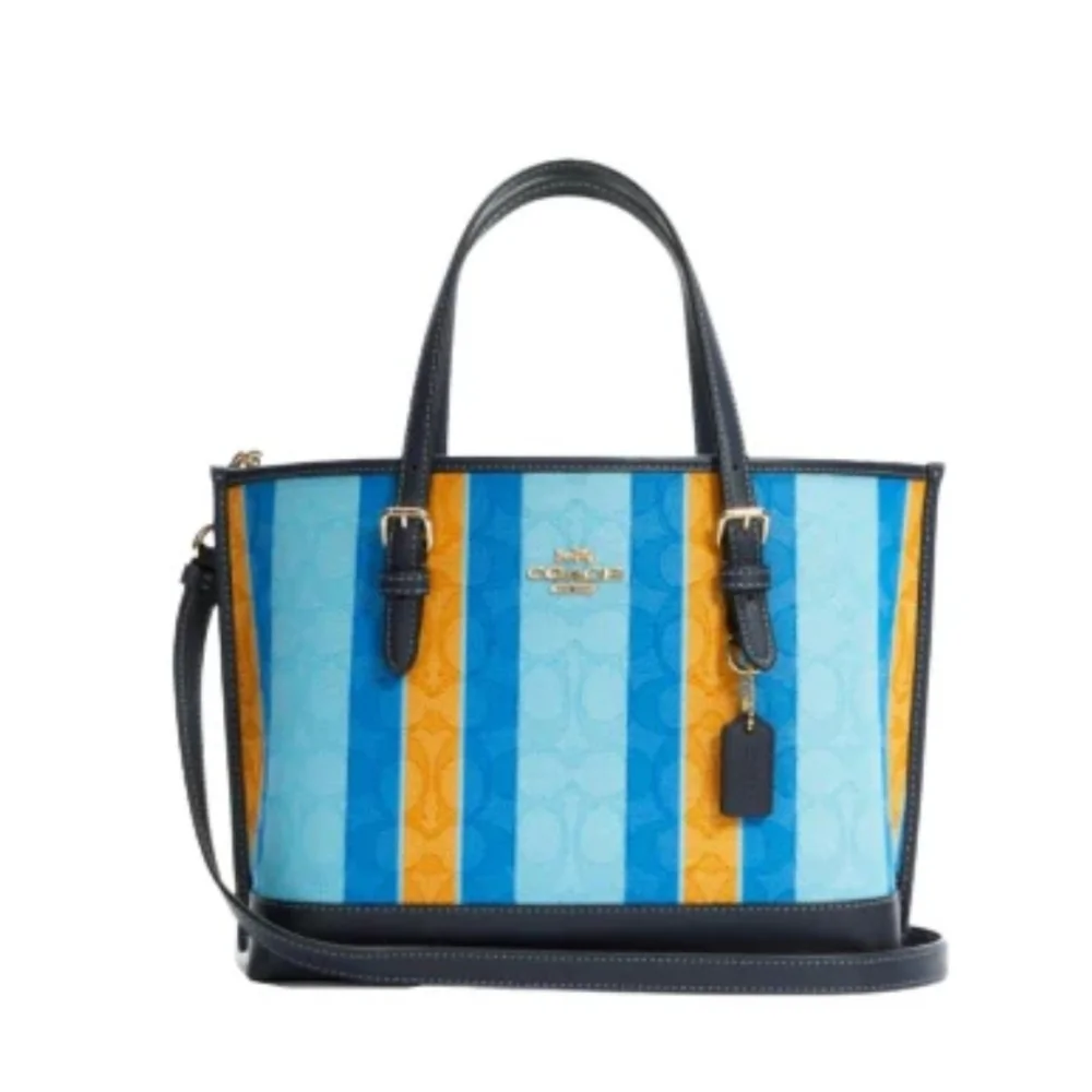 💙🔹️Coach🔹 Mollie Tote 25 Signature Jacquard With Stripes And Matching Wallet - Picture 3 of 17